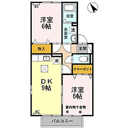 ソフィアA 2DKの間取図画像