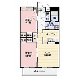 サープラスKAWATA 2LDKの間取図画像