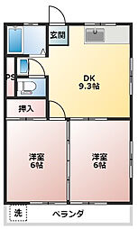 T&Kハイツ 2DKの間取図画像