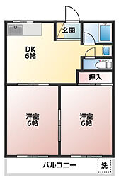 T&Kハイツ 2DKの間取図画像