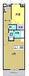杉村ビル 1LDKの間取図画像