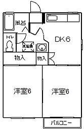 ハイツスルガ 2DKの間取図画像