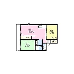 シャルム飛鳥A 2LDKの間取図画像