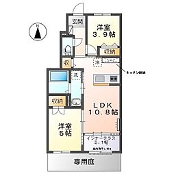 藤枝市田沼4丁目アパート 2LDKの間取図画像