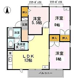 ハイツせみじまB 3LDKの間取図画像