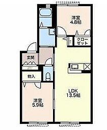 ラフィネ 2LDKの間取図画像