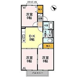 ルポボナール 3DKの間取図画像