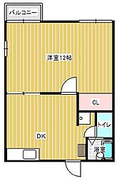 リクラス八楠C 1DKの間取図画像