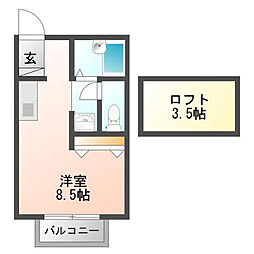 フローラ泉町A ワンルームの間取図画像