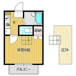 チェスナッツ224 1Kの間取図画像