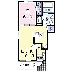 プラシードNS2 1LDKの間取図画像