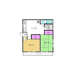 コーポ城山 2DKの間取図画像