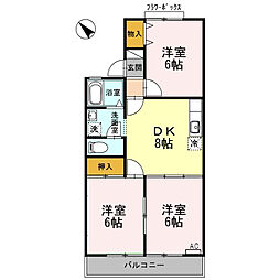ルポボナール 3DKの間取図画像