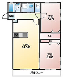 グランドメゾンMyrica 2LDKの間取図画像