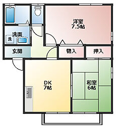 サニーホームズC 2DKの間取図画像