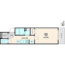 エポック風 301号室 3階1Kの間取り
