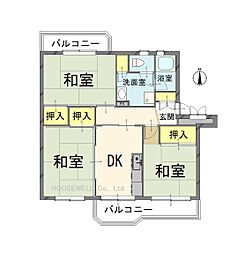 東坂戸団地2-33号棟 3DKの間取図画像
