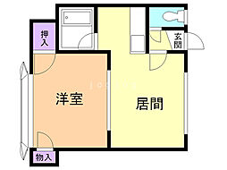 ブランドK1 1DKの間取図画像