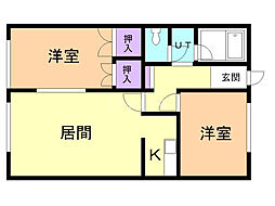メルベージュ 2DKの間取図画像