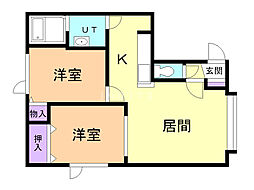 ヴィーナス・ヴィレッジ2 2LDKの間取図画像