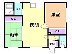 コーポ道 2LDKの間取図画像