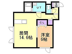 メゾンドブラン 1階1LDKの間取り