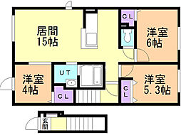 グラン・セノーテ 2階3LDKの間取り