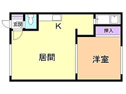 クレイドル303 1DKの間取図画像
