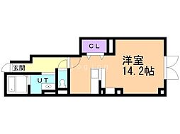 ベリエ ワンルームの間取図画像