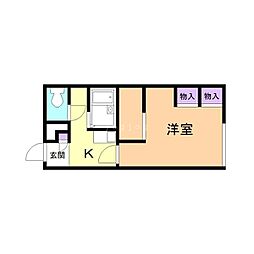 レオパレスファミリア 1階1Kの間取り