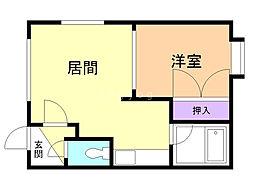 ワーキングロマンA 1DKの間取図画像