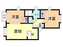 フォリア・舞 2LDKの間取図画像