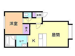 ハイツ、エクセル 1LDKの間取図画像