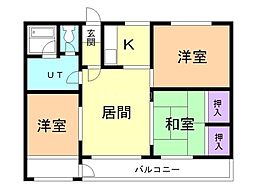 グランドハイツ新明A棟 3LDKの間取図画像