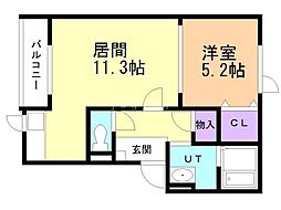 苫小牧市拓勇西町8丁目アパート 1LDKの間取図画像