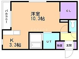 苫小牧市船見町1丁目アパート 1Kの間取図画像