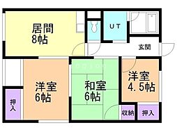 エコーハウスNS 3DKの間取図画像