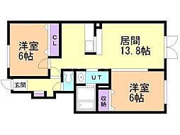 ノースホープ 2LDKの間取図画像
