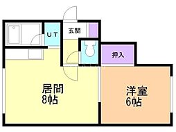 ジャルダン 1DKの間取図画像
