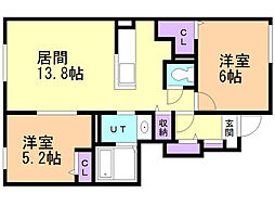 パストラール2 2LDKの間取図画像