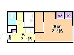 レオパレスポピー2 1Kの間取図画像