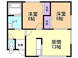 サンセット 2LDKの間取図画像