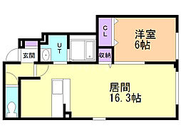 ハイツペガサス2 1LDKの間取図画像