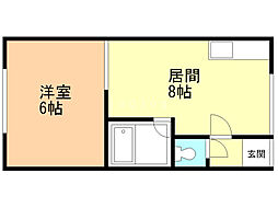三条ハイツ 1DKの間取図画像