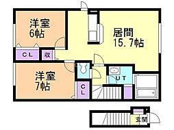 ノーブルヒルズ 2LDKの間取図画像