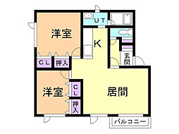 ハイツファミール 2LDKの間取図画像