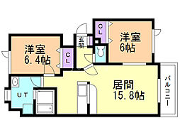 レインボーハウス双葉No.54 2LDKの間取図画像