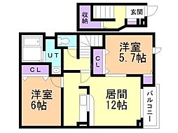 フォレストウィズダム 2LDKの間取図画像