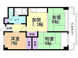 フォーシーズン苫小牧 3DKの間取図画像