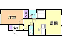 コーポナチュラル 1LDKの間取図画像